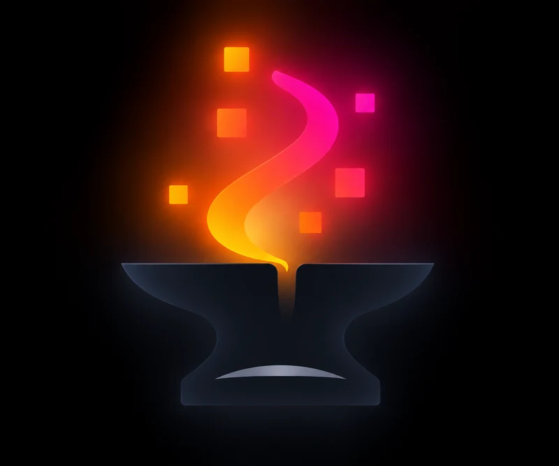 VibeForge Studio logo: a glowing spark rising from an anvil